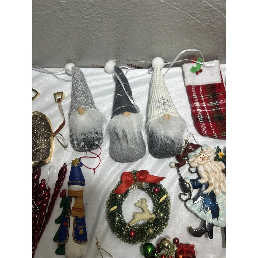 Vintage Christmas Ornament Lot Mixed Tree Holiday Decor Gnomes Nativity